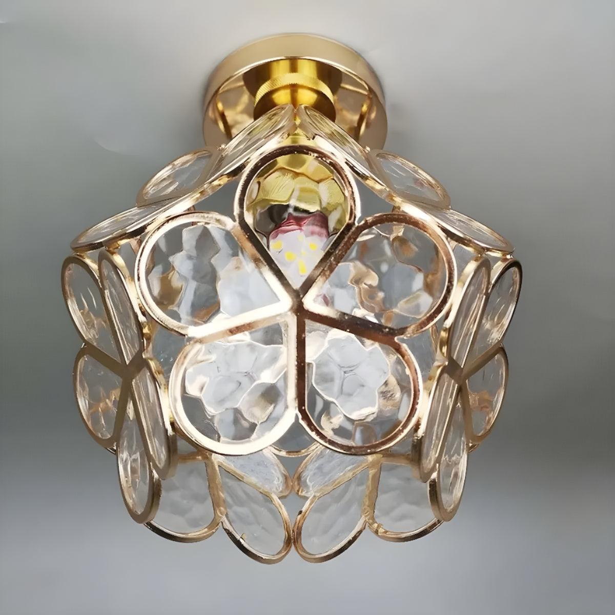Decorative Floral Ceiling Light Fixture With Flower Shade