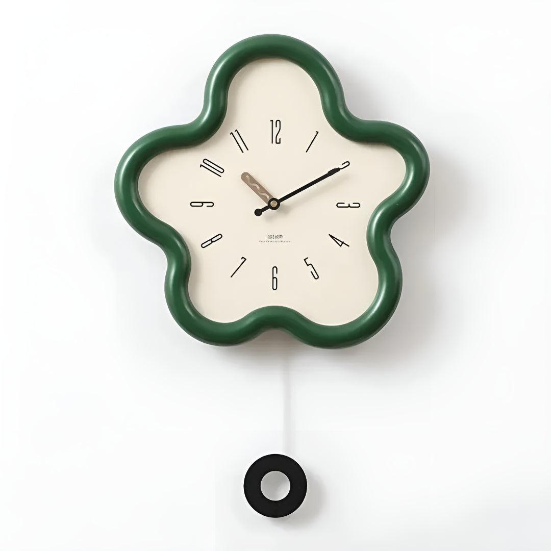 Decorative Flower Wall Clock With Silent Pendulum Design