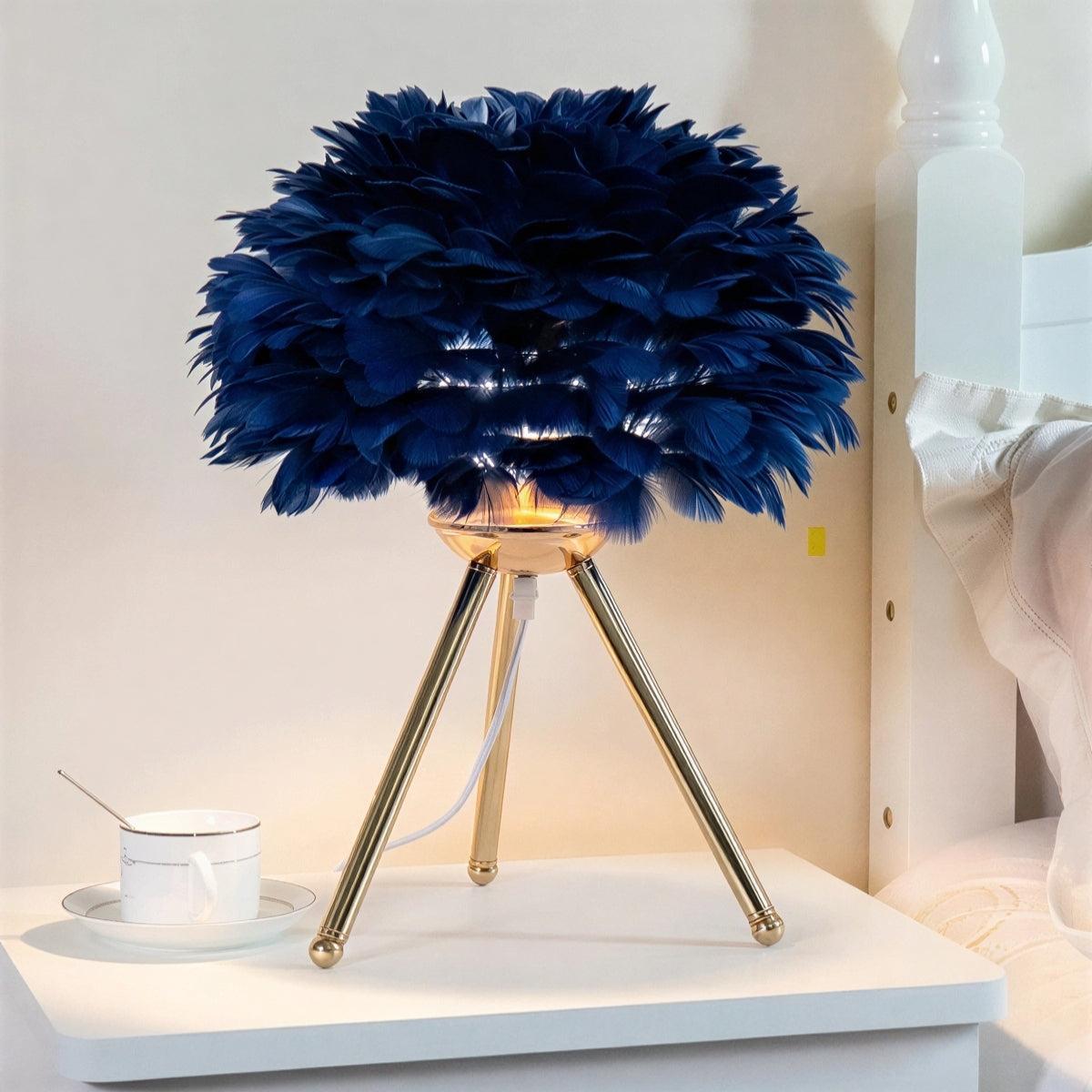 Dimmable Table Light With Feathers