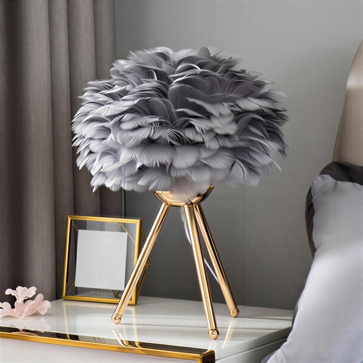 Dimmable Table Light With Feathers