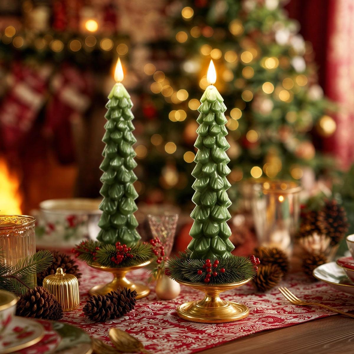 Flameless Christmas Tree Candles With Battery Operated Flickering Light