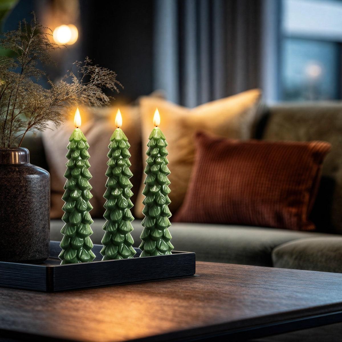 Flameless Christmas Tree Candles With Battery Operated Flickering Light