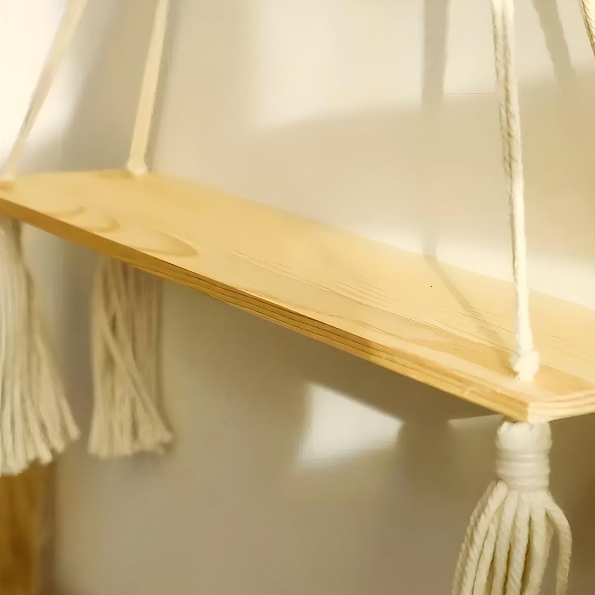 Floating Hanging Wall Shelves With Decorative Boho Design