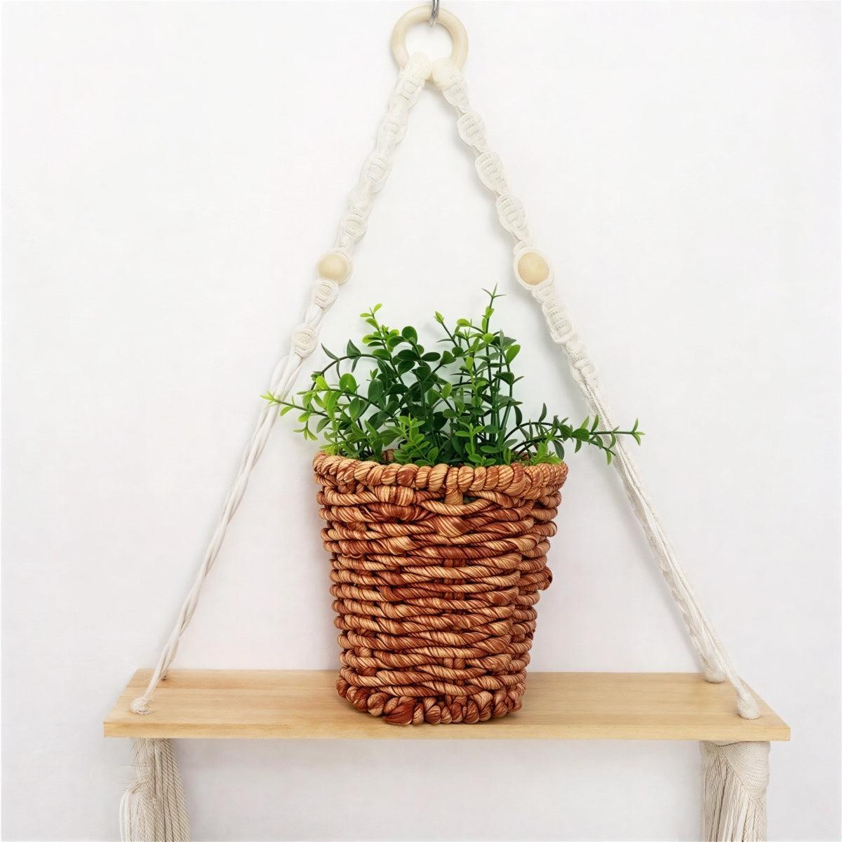 Floating Hanging Wall Shelves With Decorative Boho Design