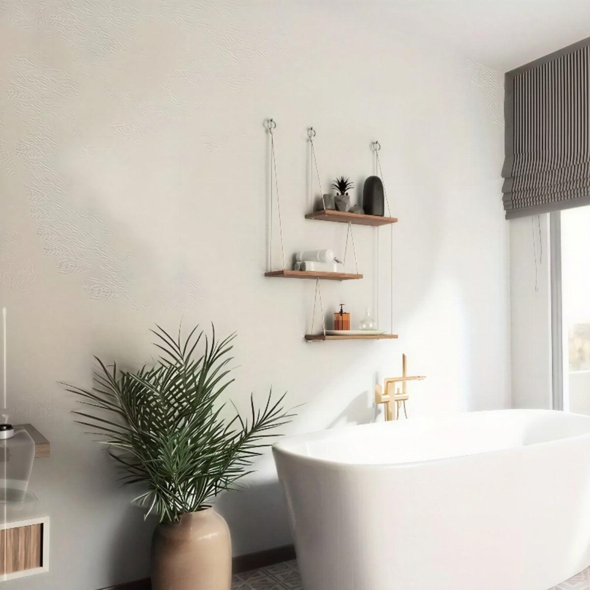 Floating Hanging Wall Shelves With Wood Design