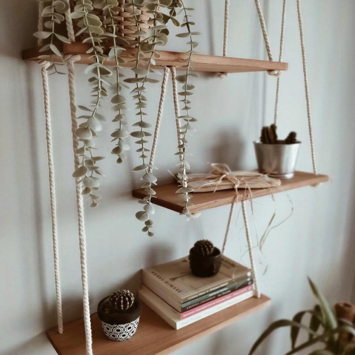 Floating Hanging Wall Shelves With Wood Design