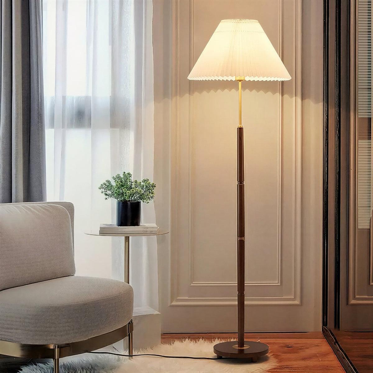 Floor Lamp with Cone Pleated Shade