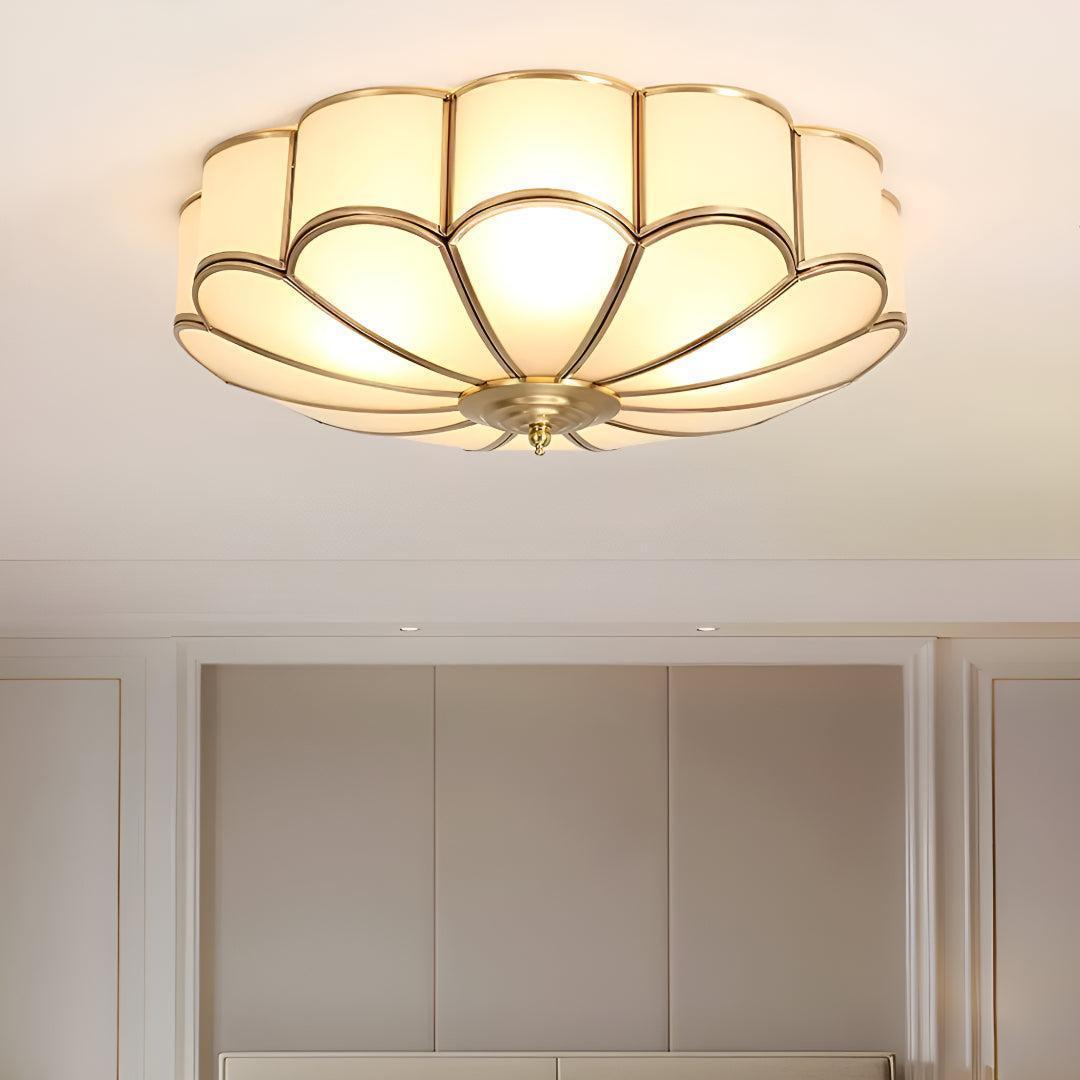 Flower Shaped Flush Mount Ceiling Light Fixture With Decorative Style