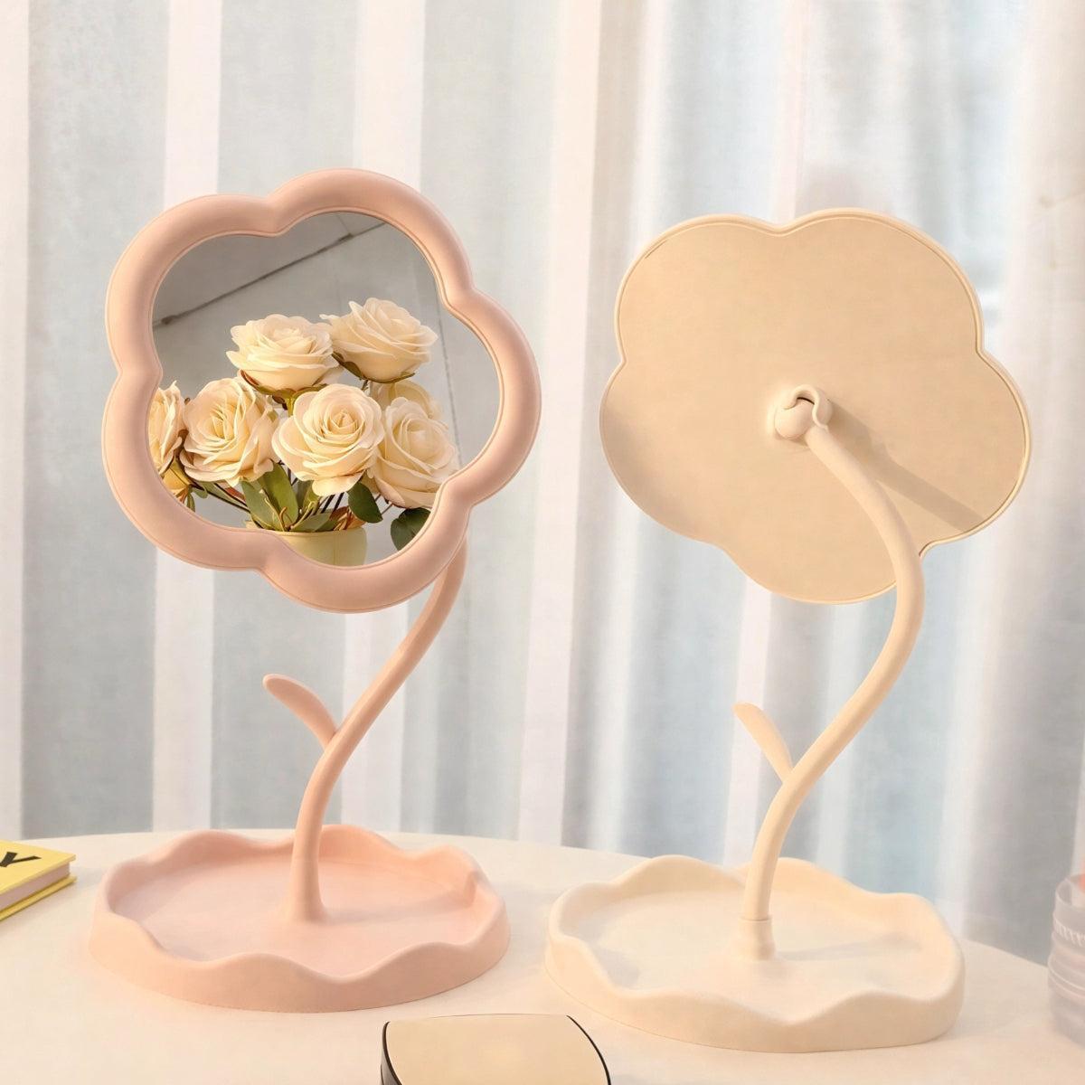 Flower Styled Tabletop Vanity Mirror For Makeup