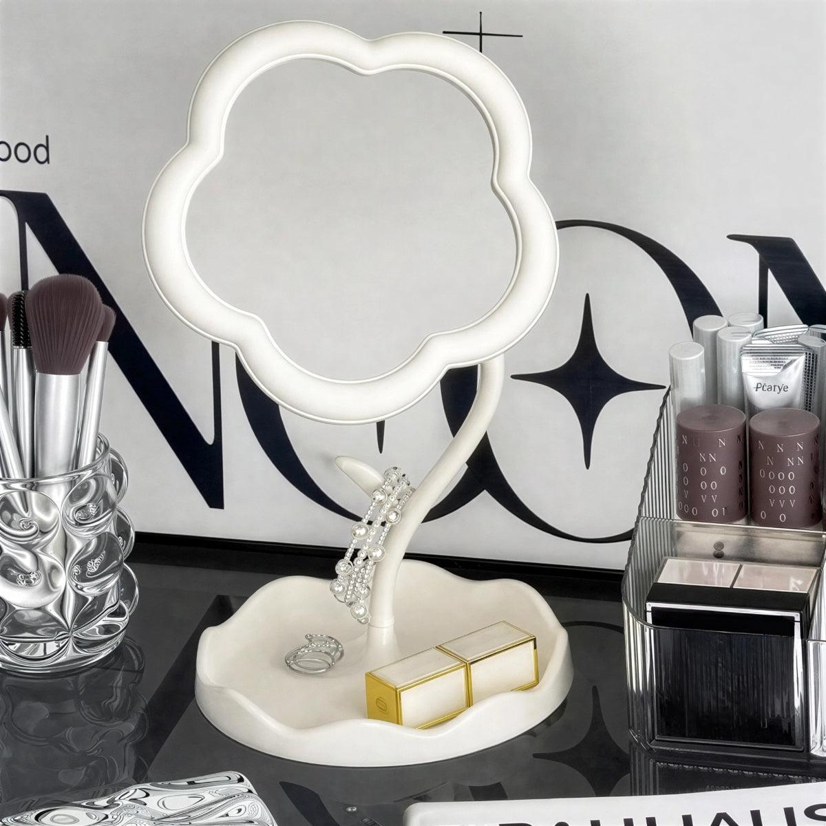 Flower Styled Tabletop Vanity Mirror For Makeup