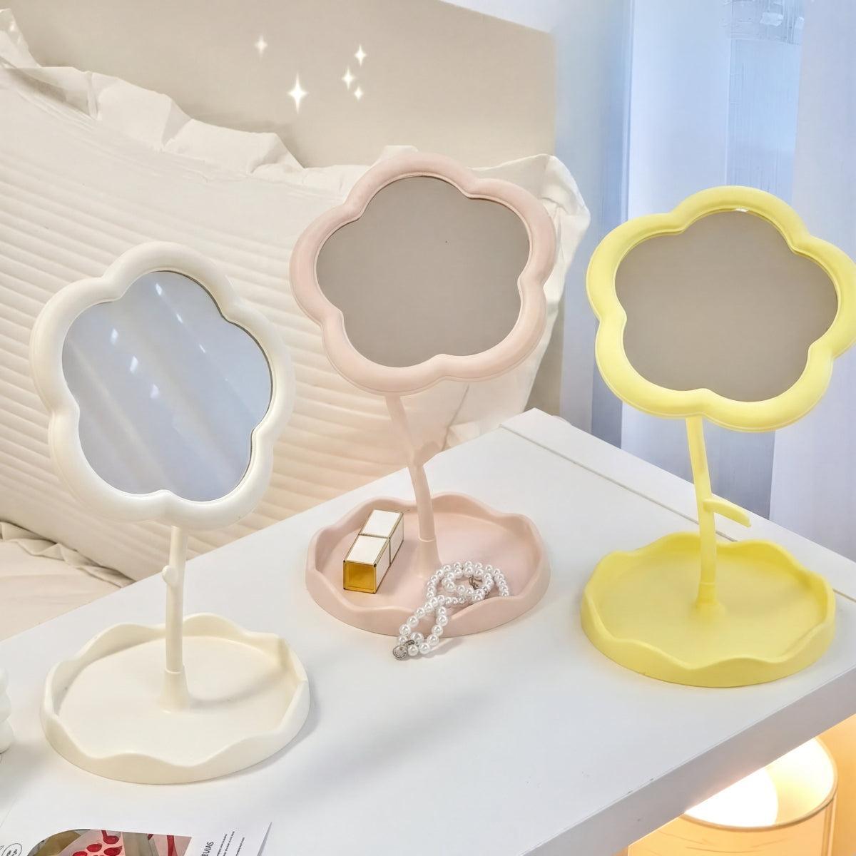 Flower Styled Tabletop Vanity Mirror For Makeup