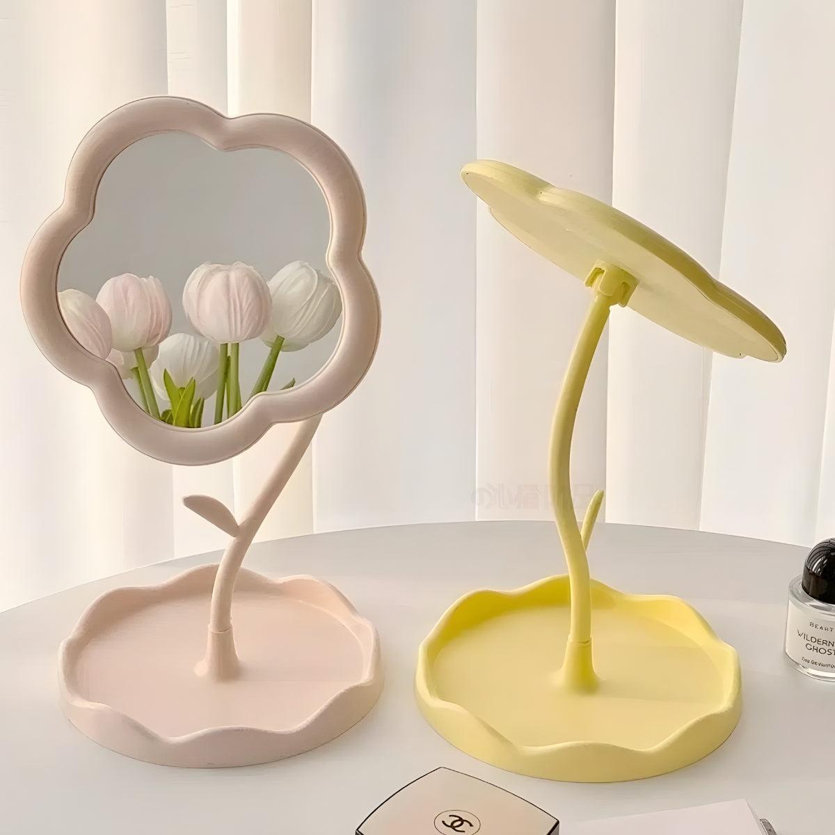 Flower Styled Tabletop Vanity Mirror For Makeup