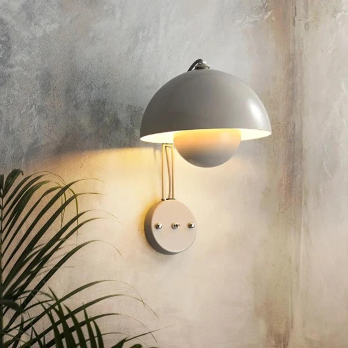 Flowerpot Styled Wall Sconce Light Fixture With Rounded Double Dome Shade