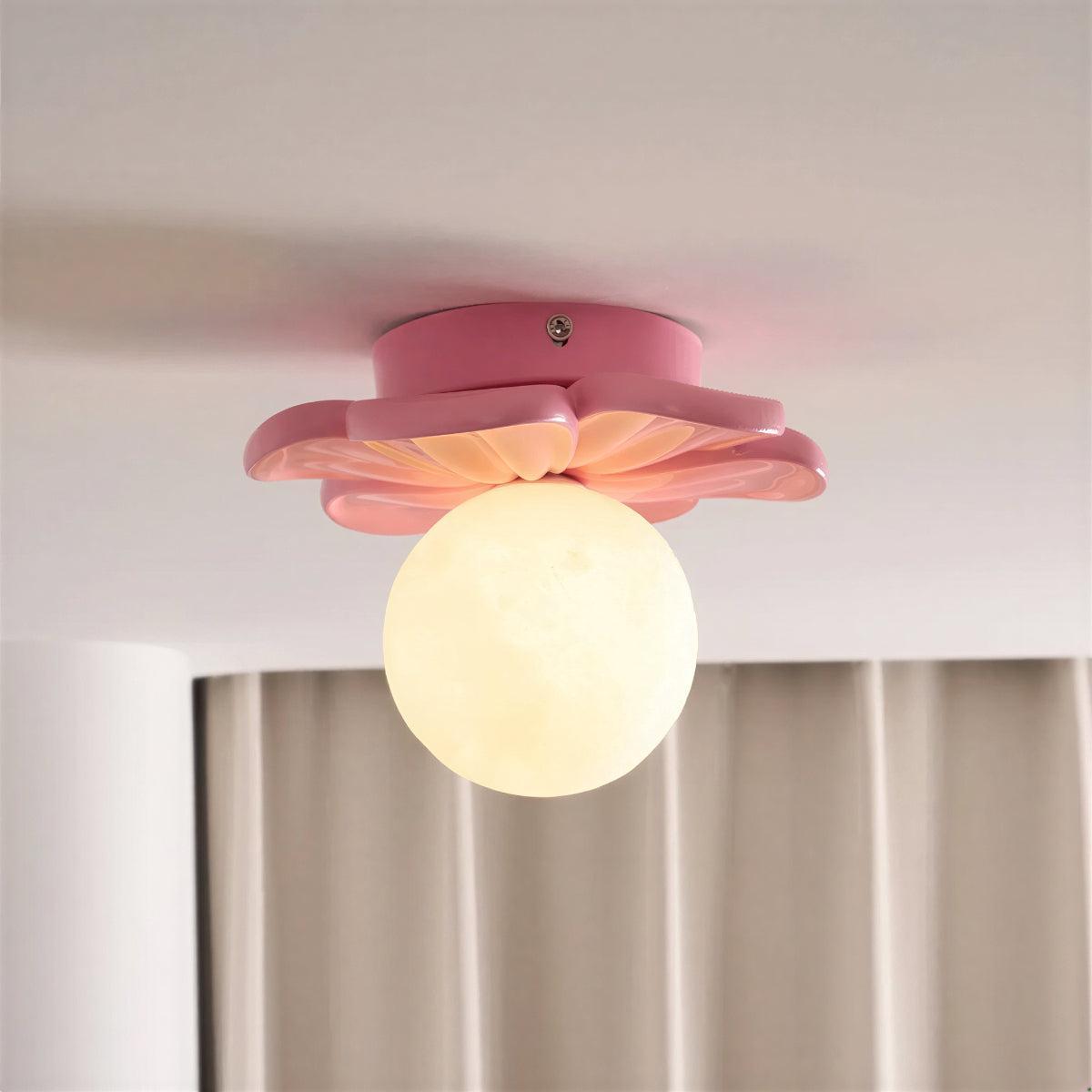 Flush Mount Flower Ceiling Light With Globe Shade
