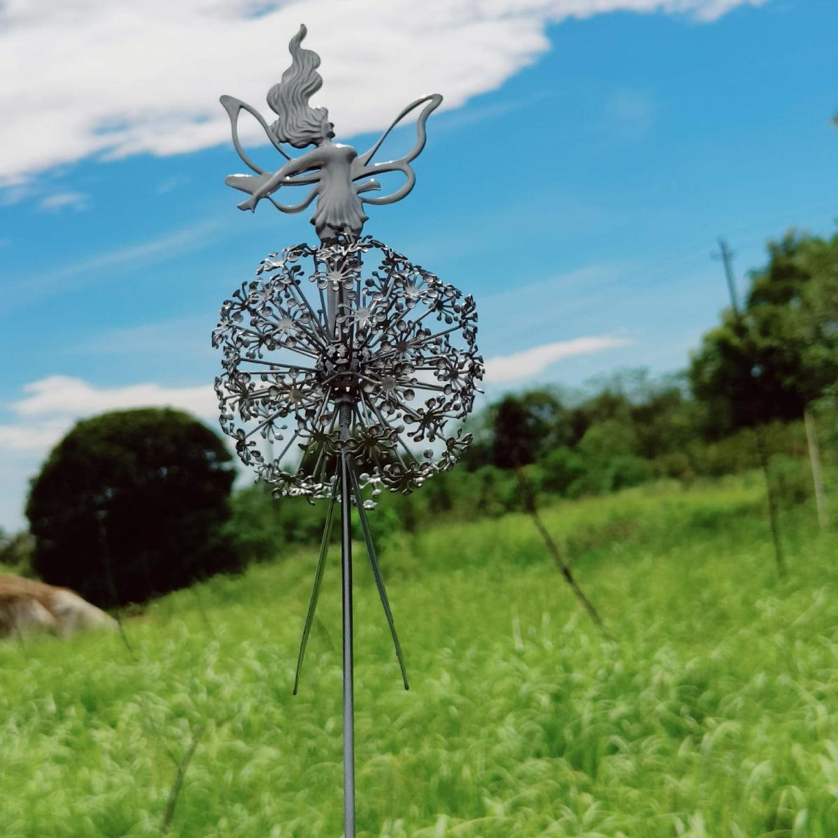 Garden Statue Fairy With Dandelion Outdoor Decor