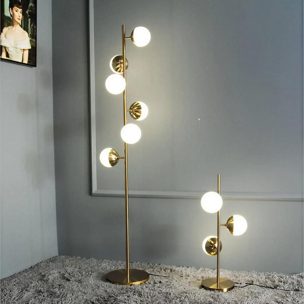 Gold Sputnik Floor Lamp With Glass Globe Shades