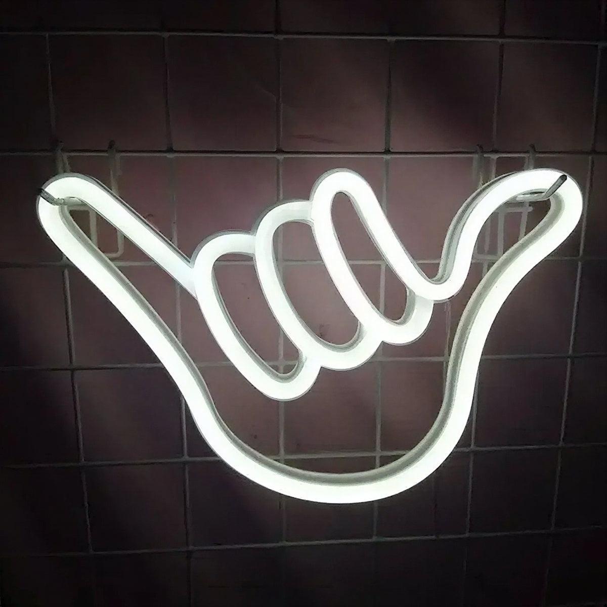 Hang Loose Shaka Hand Neon Styled Sign for Wall