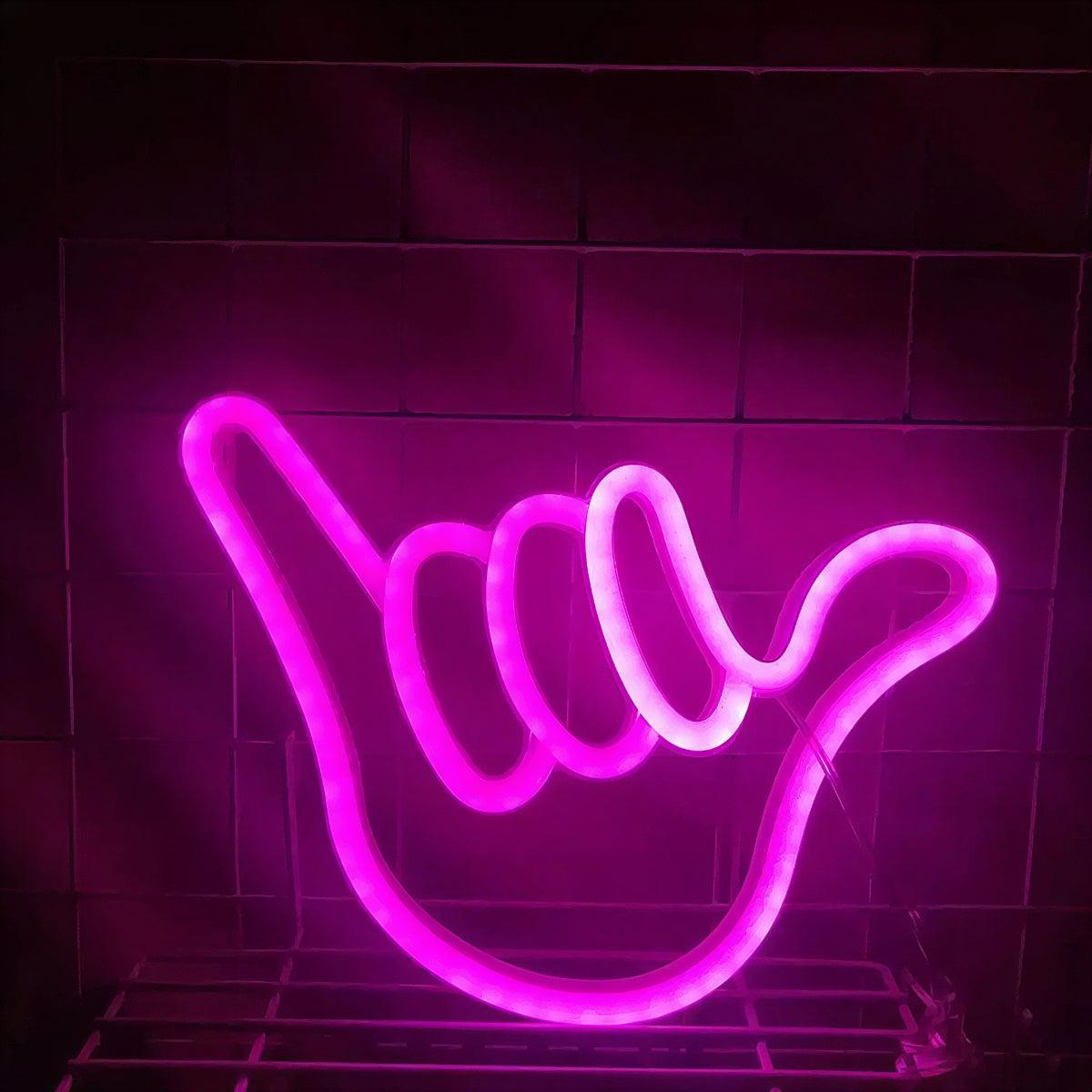 Hang Loose Shaka Hand Neon Styled Sign for Wall
