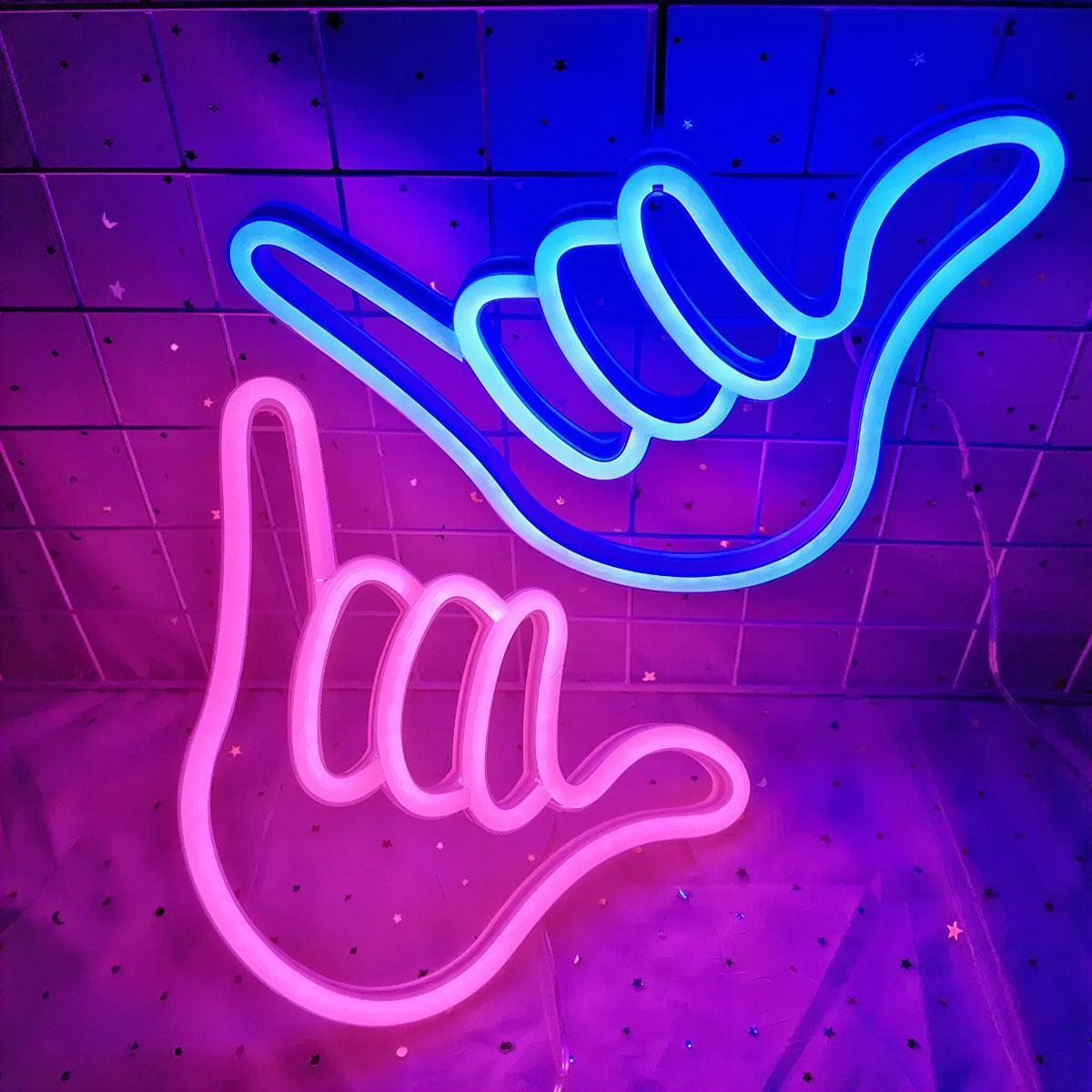 Hang Loose Shaka Hand Neon Styled Sign for Wall