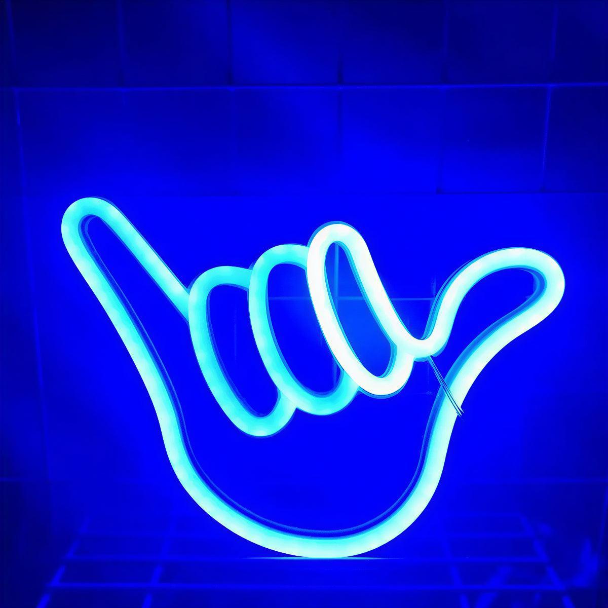 Hang Loose Shaka Hand Neon Styled Sign for Wall