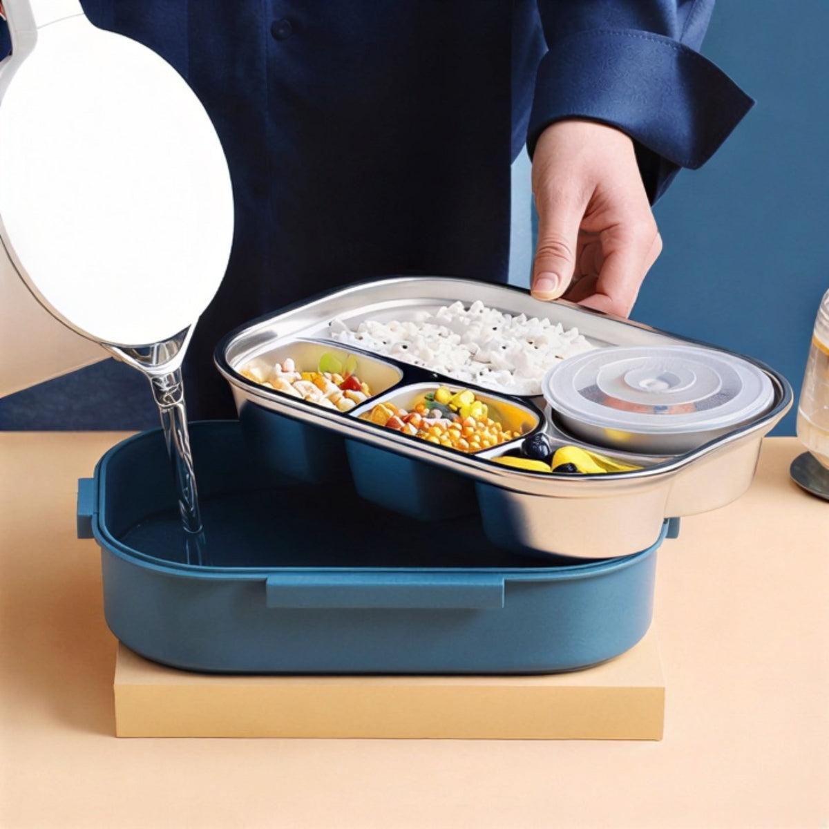 Insulated Lunch Box With Multiple Compartments And Soup Bowl
