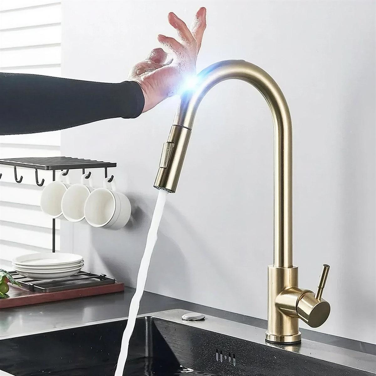 Kitchen Faucet with Pull-Out Sprayer and Touch Sensor Control
