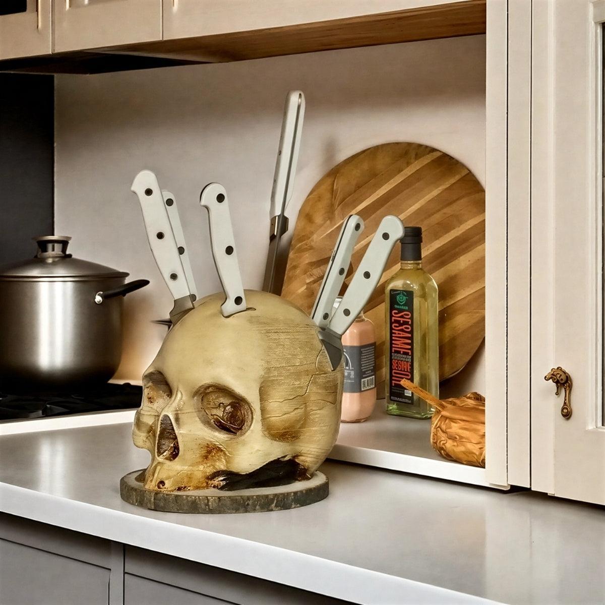Knife Holder With Halloween Gothic Skull Design