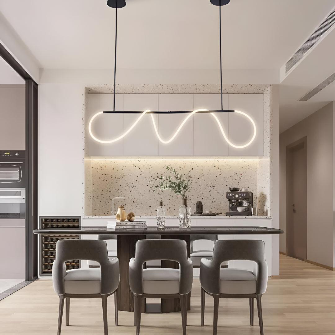 LED Acrylic Flexible Wave Tube Pendant Ceiling Light Fixture