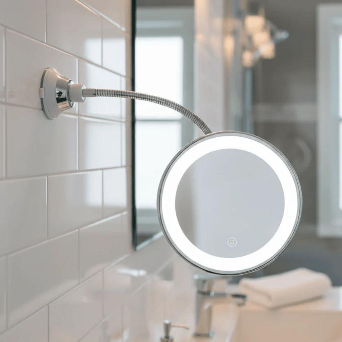 LED Illuminated Bathroom Vanity Mirror With 10x Magnification
