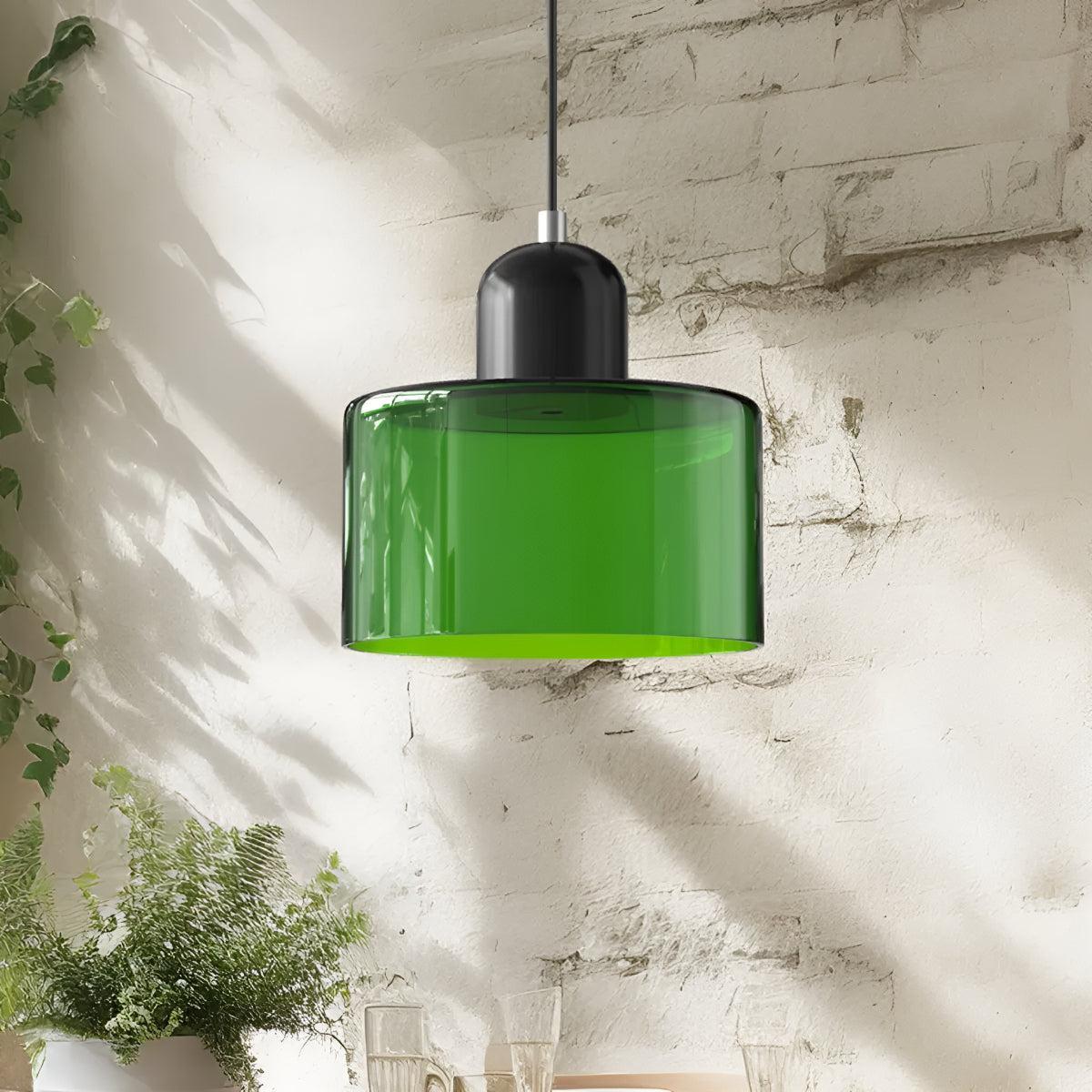 Mid Century Bauhaus Style Glass Pendant Light Fixture