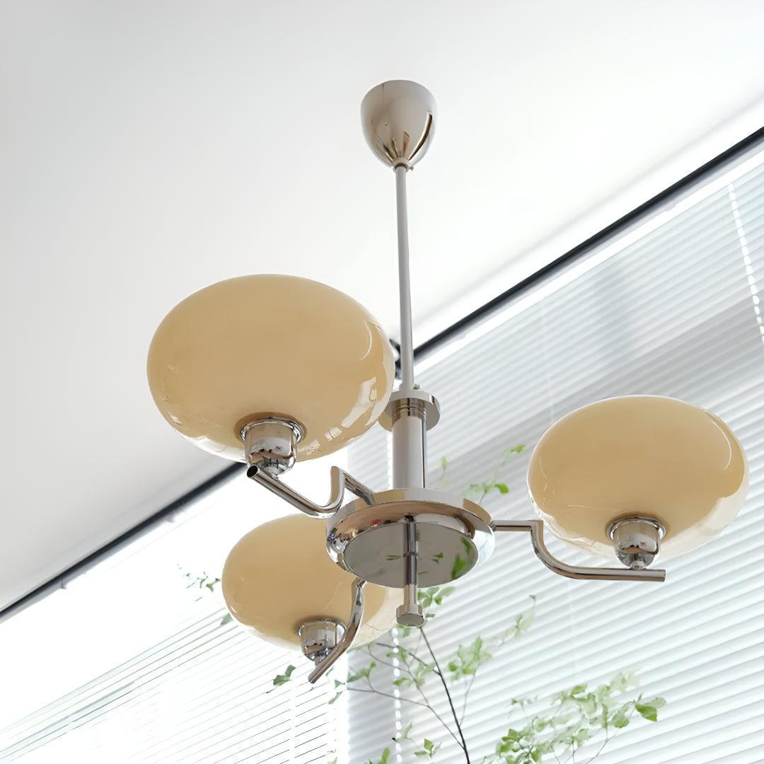 Mid Century Chandelier Light Fixture With Glass Shades