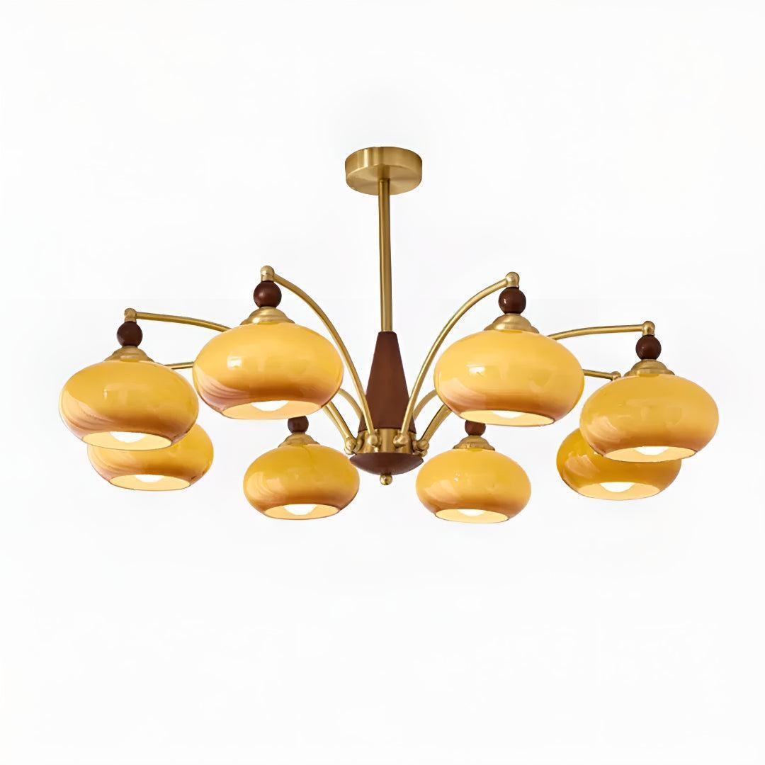 Mid Century Dining Room Chandelier Light Fixture With Glass Shades