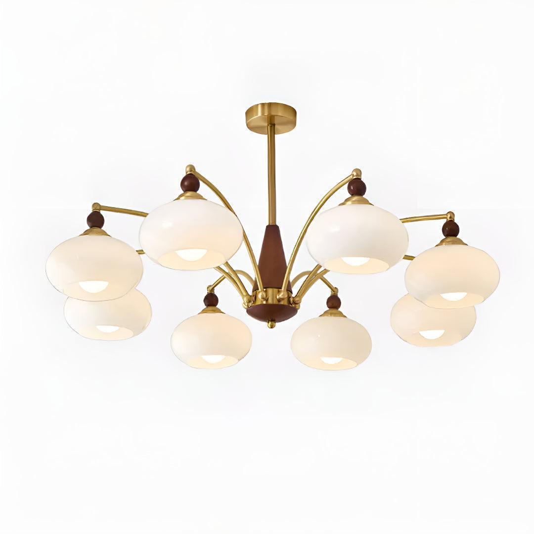 Mid Century Dining Room Chandelier Light Fixture With Glass Shades