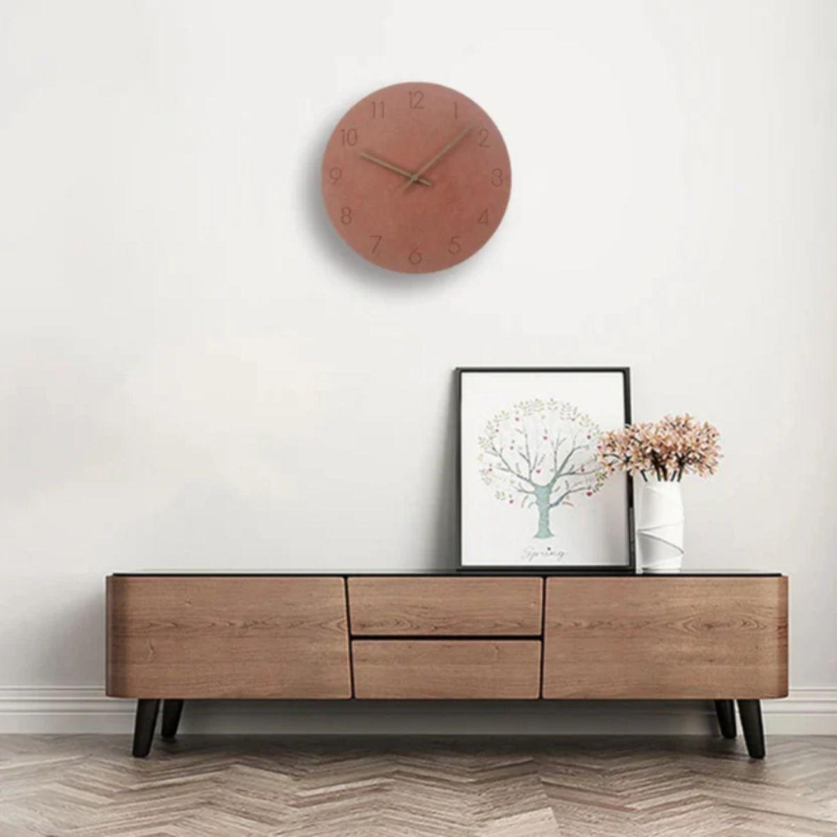 Mid Century Round Wall Clock with Silent Quartz Movement