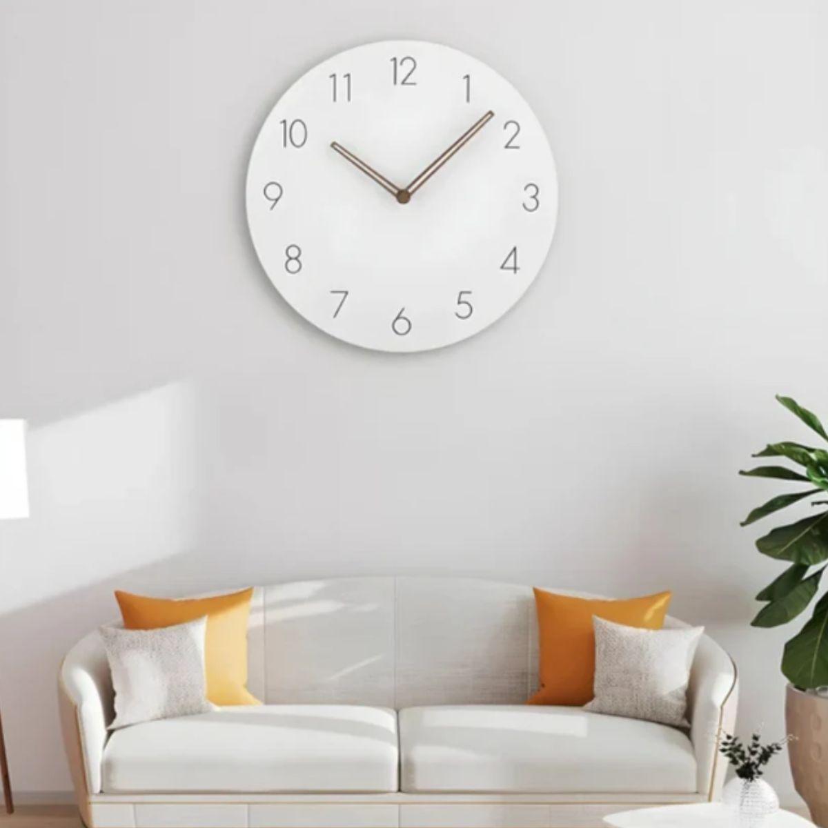 Mid Century Round Wall Clock with Silent Quartz Movement