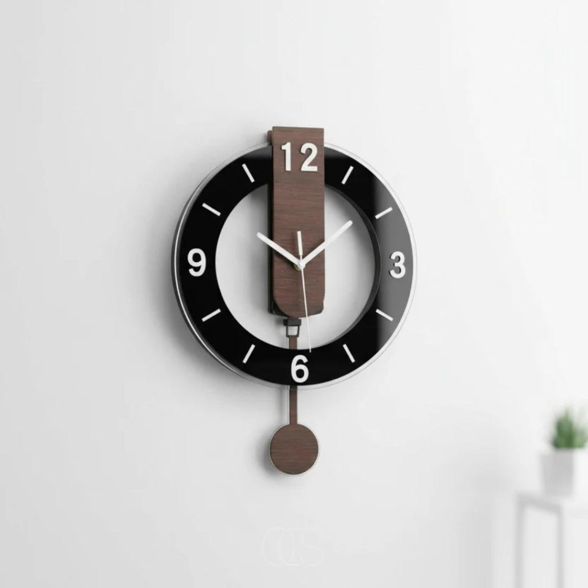 Mid Century Silent Pendulum Wall Clock For Living Room With Silent Movement