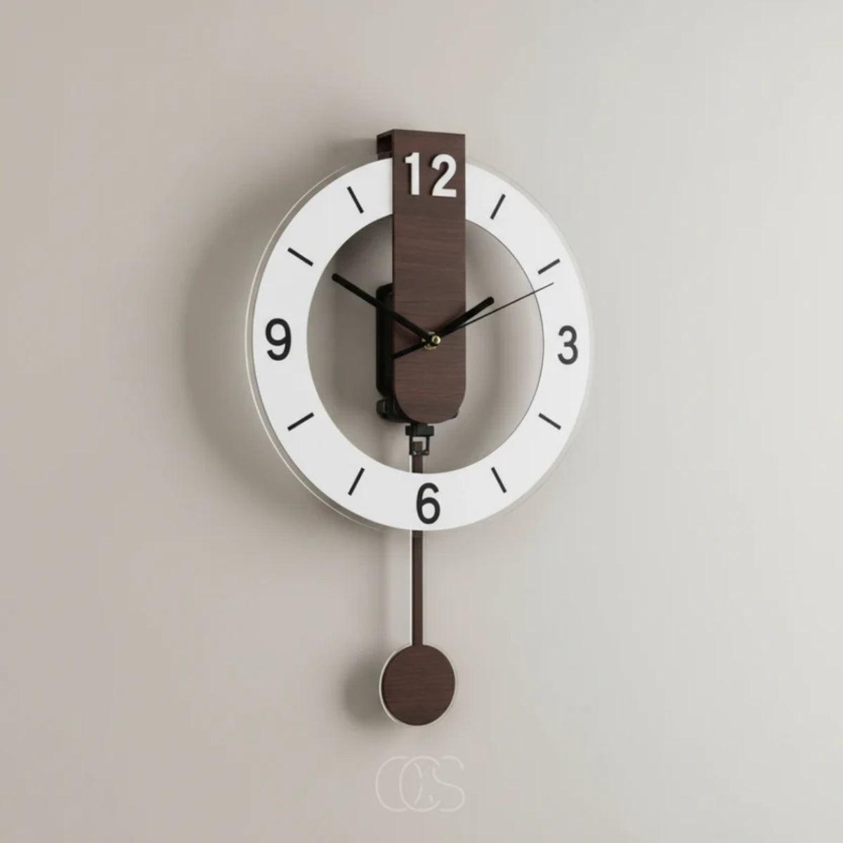 Mid Century Silent Pendulum Wall Clock For Living Room With Silent Movement