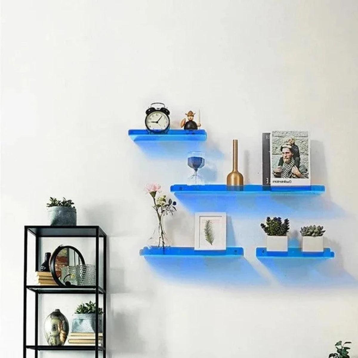 Modern Acrylic Styled Floating Wall Mounted Shelf