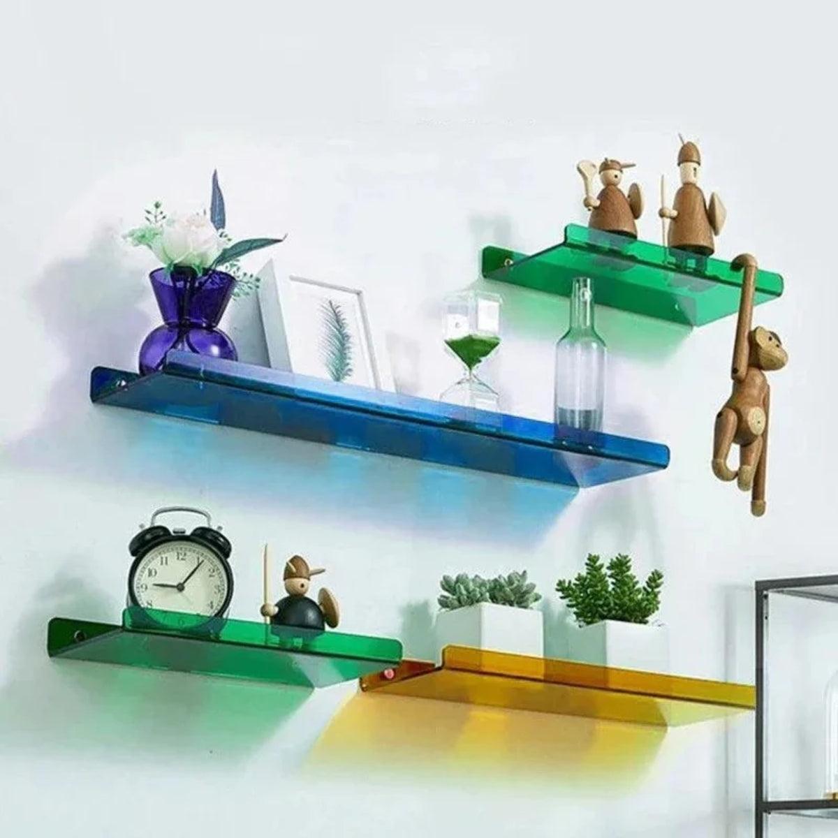 Modern Acrylic Styled Floating Wall Mounted Shelf