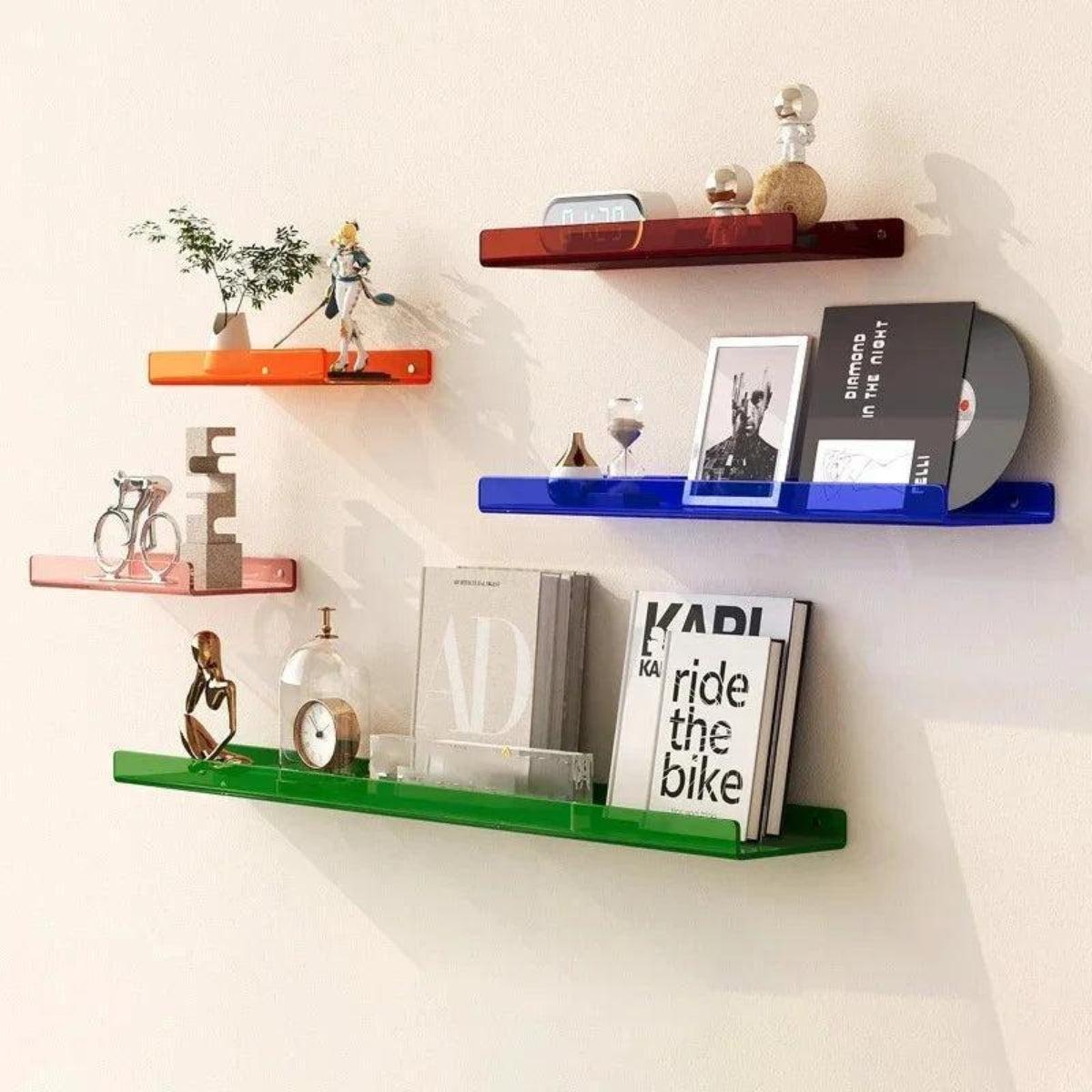Modern Acrylic Styled Floating Wall Mounted Shelf