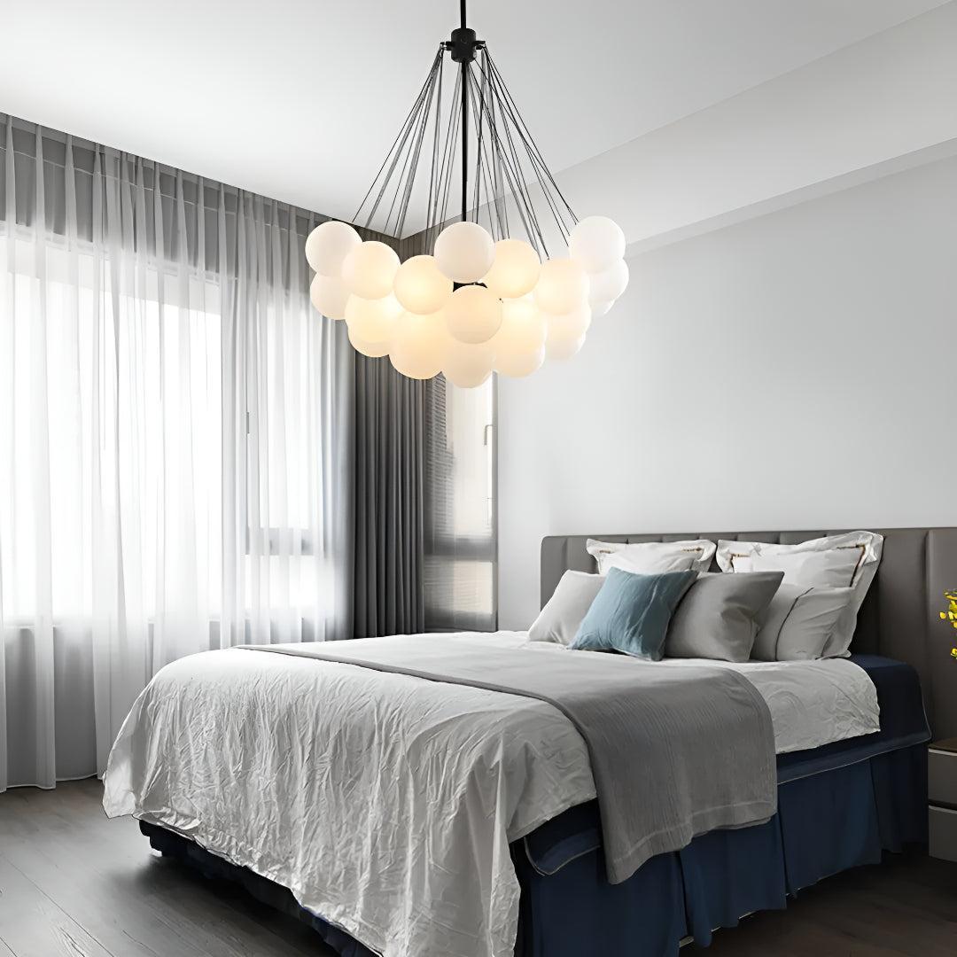 Modern Bubble Chandelier With Frosted Glass Orbs