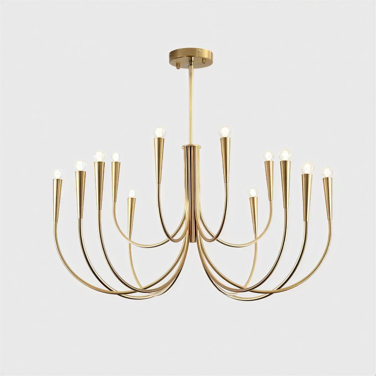 Modern Chandelier Light With Sculpted Curved Swoop Arm Design