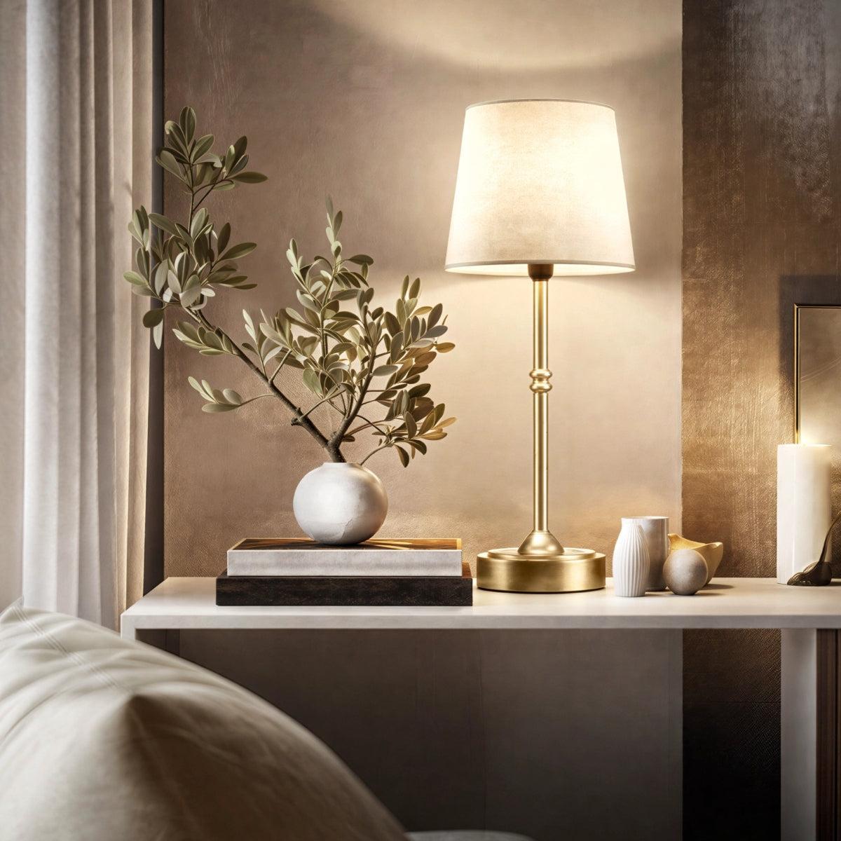 Modern Cordless Table Lamp With Rechargeable Battery and Shade