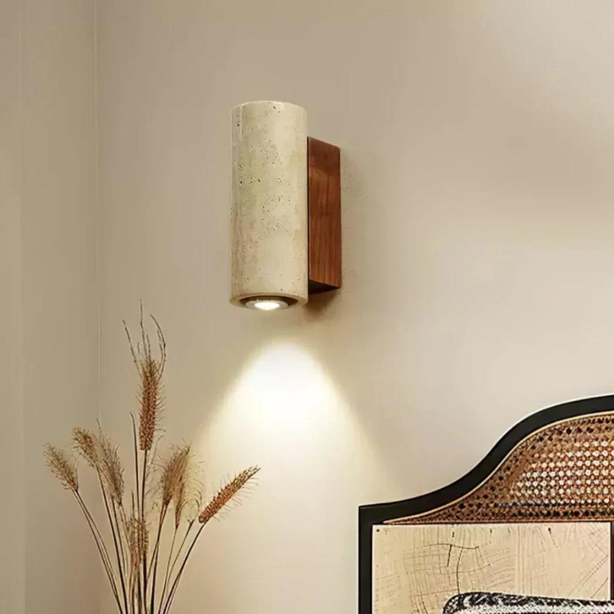 Modern Cylindrical Stone Wall Sconce Light Fixture