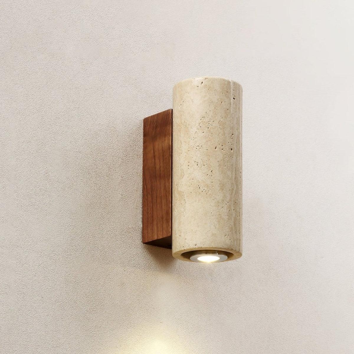 Modern Cylindrical Stone Wall Sconce Light Fixture