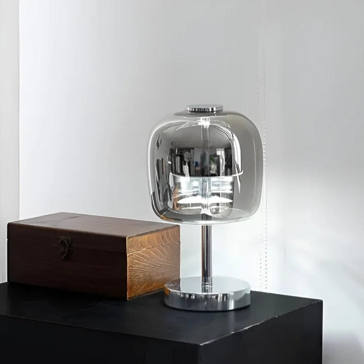 Modern Dimmable Touch Table Lamp With Minimalist Globe Shade