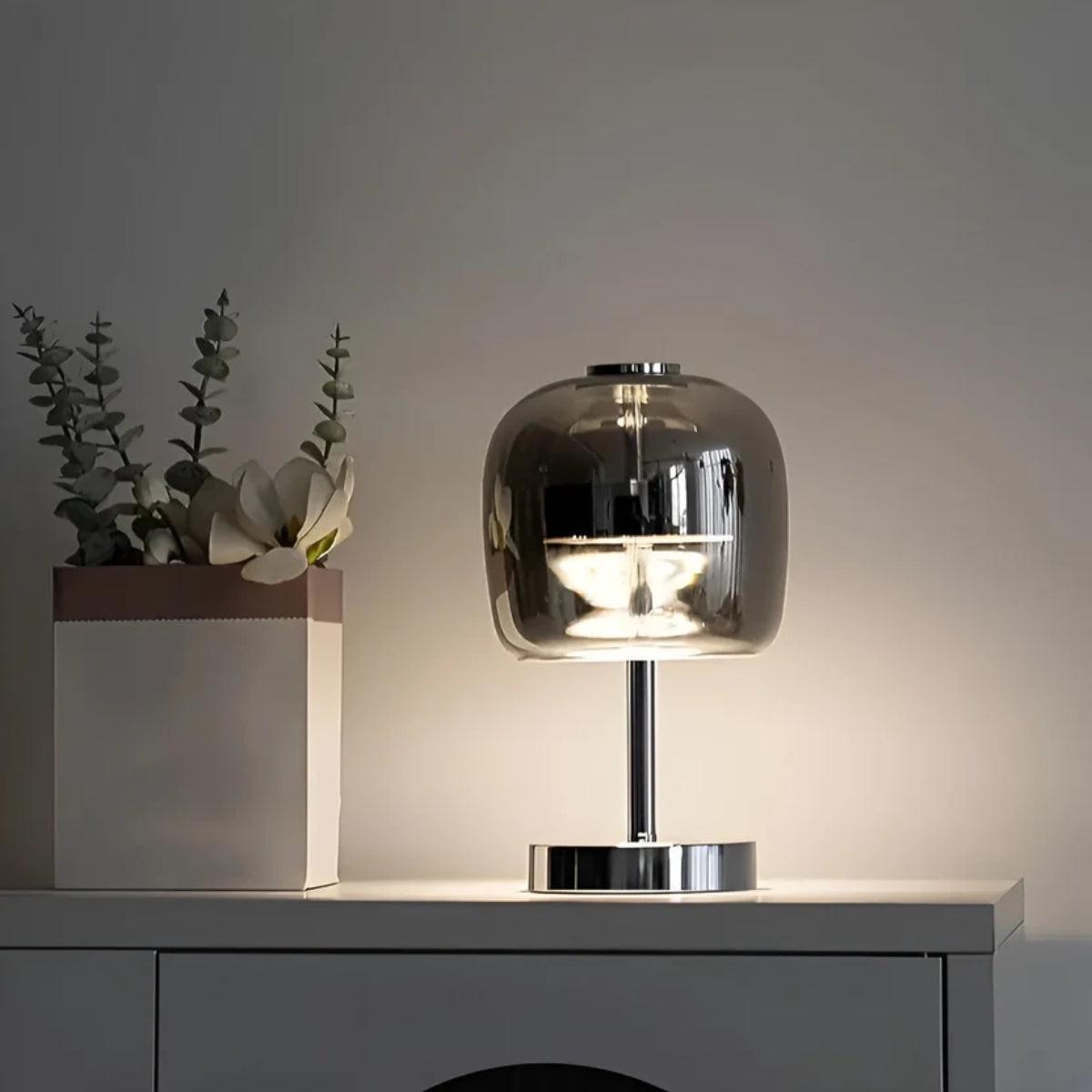 Modern Dimmable Touch Table Lamp With Minimalist Globe Shade