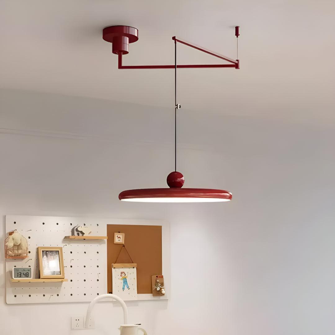 Modern Flat Pendant Light Fixture With Adjustable Arm Design