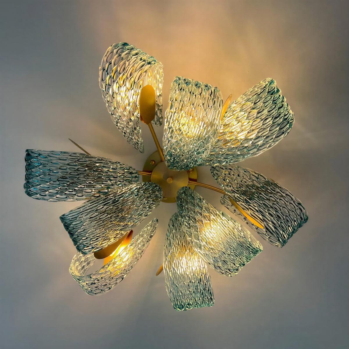 Modern Flush Mount Ceiling Light With Sculptural Glass Design