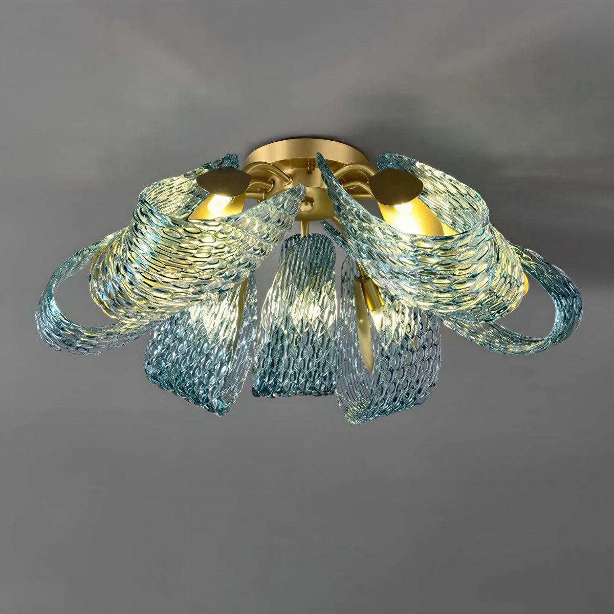Modern Flush Mount Ceiling Light With Sculptural Glass Design